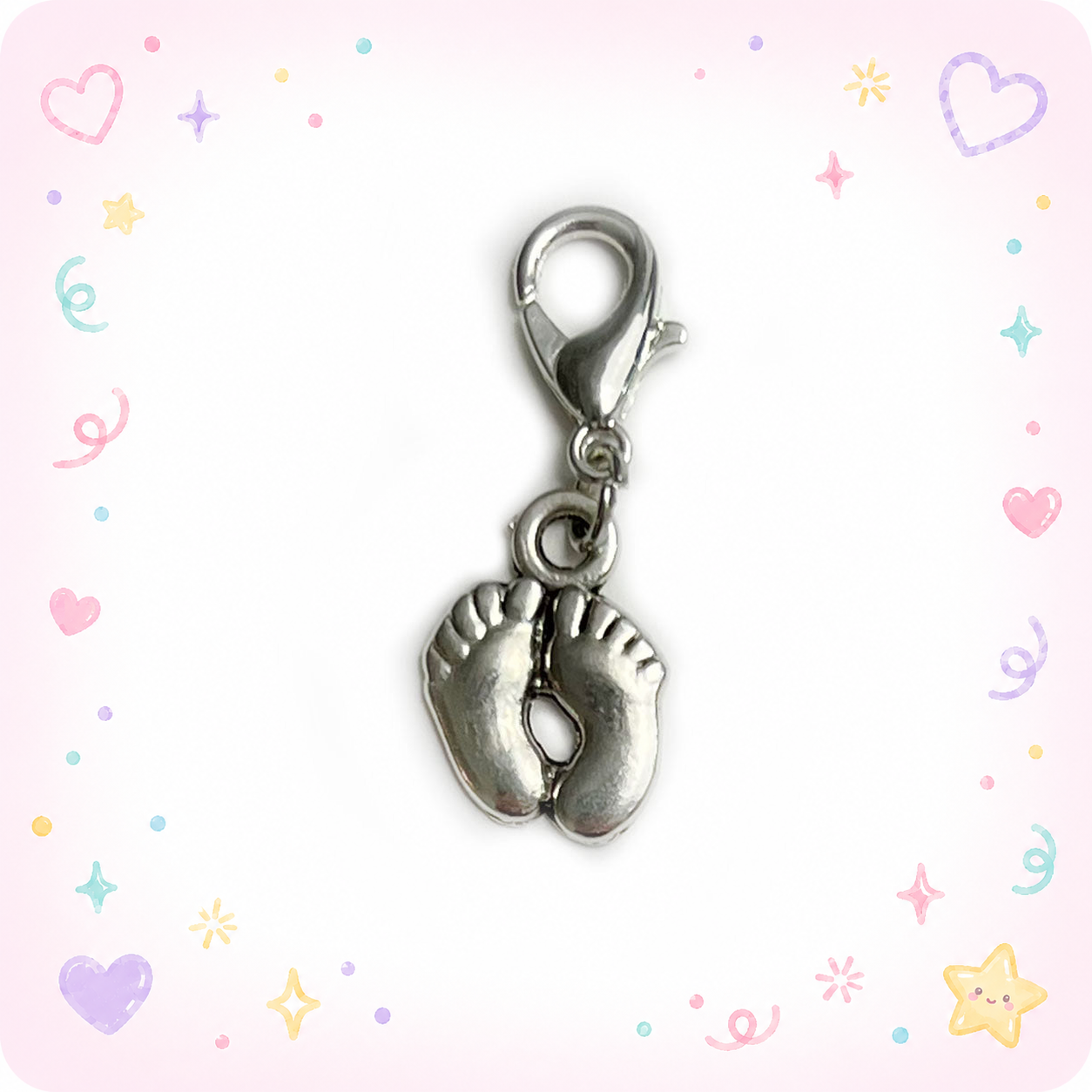 Baby Feet Charm Badge Reel Add-on - - Topperswap