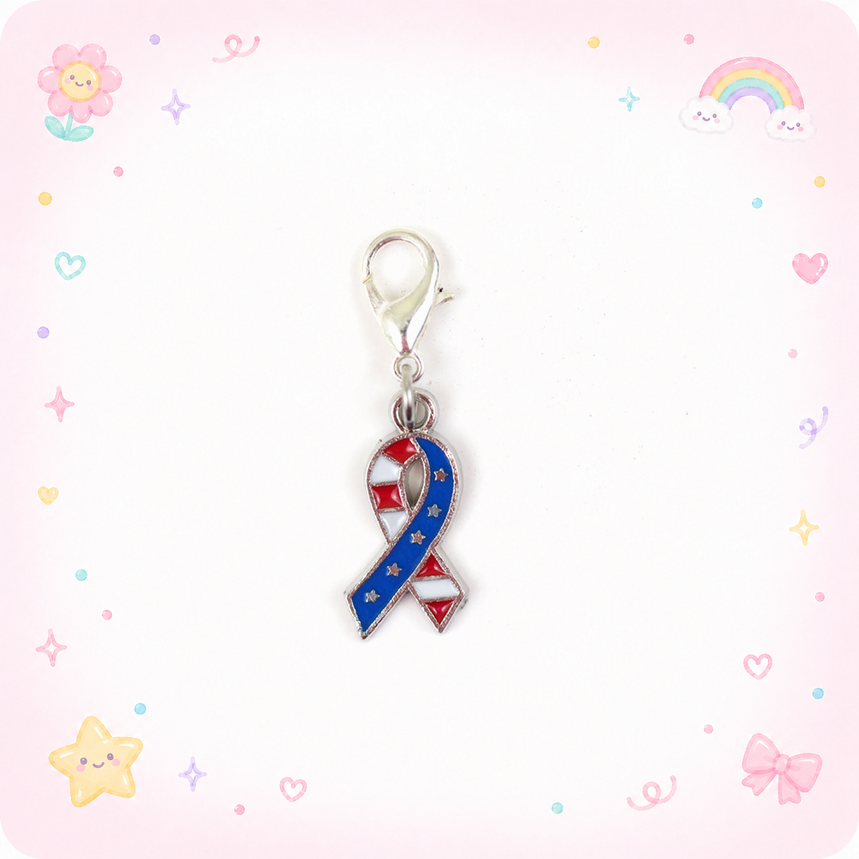 American Flag Ribbon Charm Badge Reel Add-on - - Topperswap