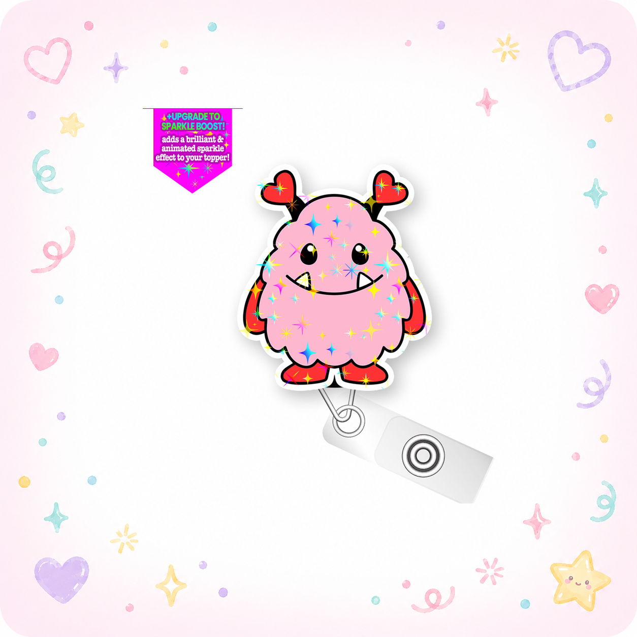 Valentine's Monster Pop Topper Swapfinity Retractable ID Badge Reel - - Topperswap
