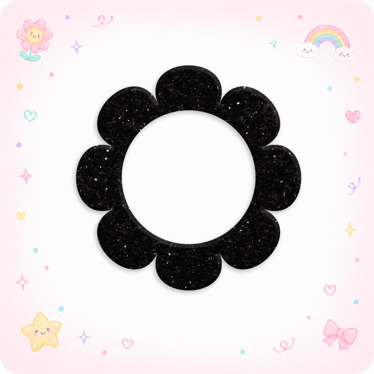 Sparkly Black Flower Swapfinity Swapper Frame - - Topperswap