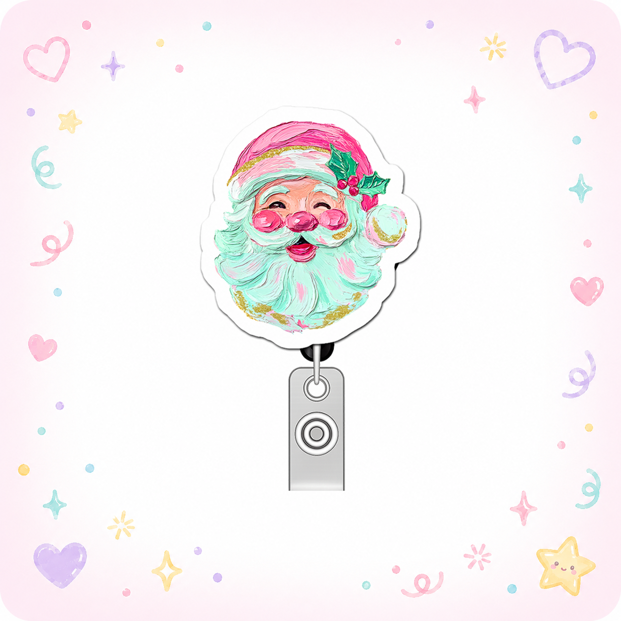 Festive Jolly Boss Pop Topper Swapfinity Retractable ID Badge Reel - - Topperswap