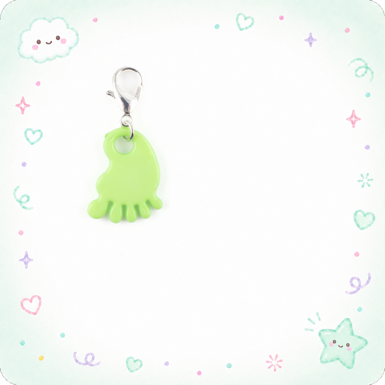Green Baby Foot Charm Swapfinity Badge Reel Add-on - - Topperswap