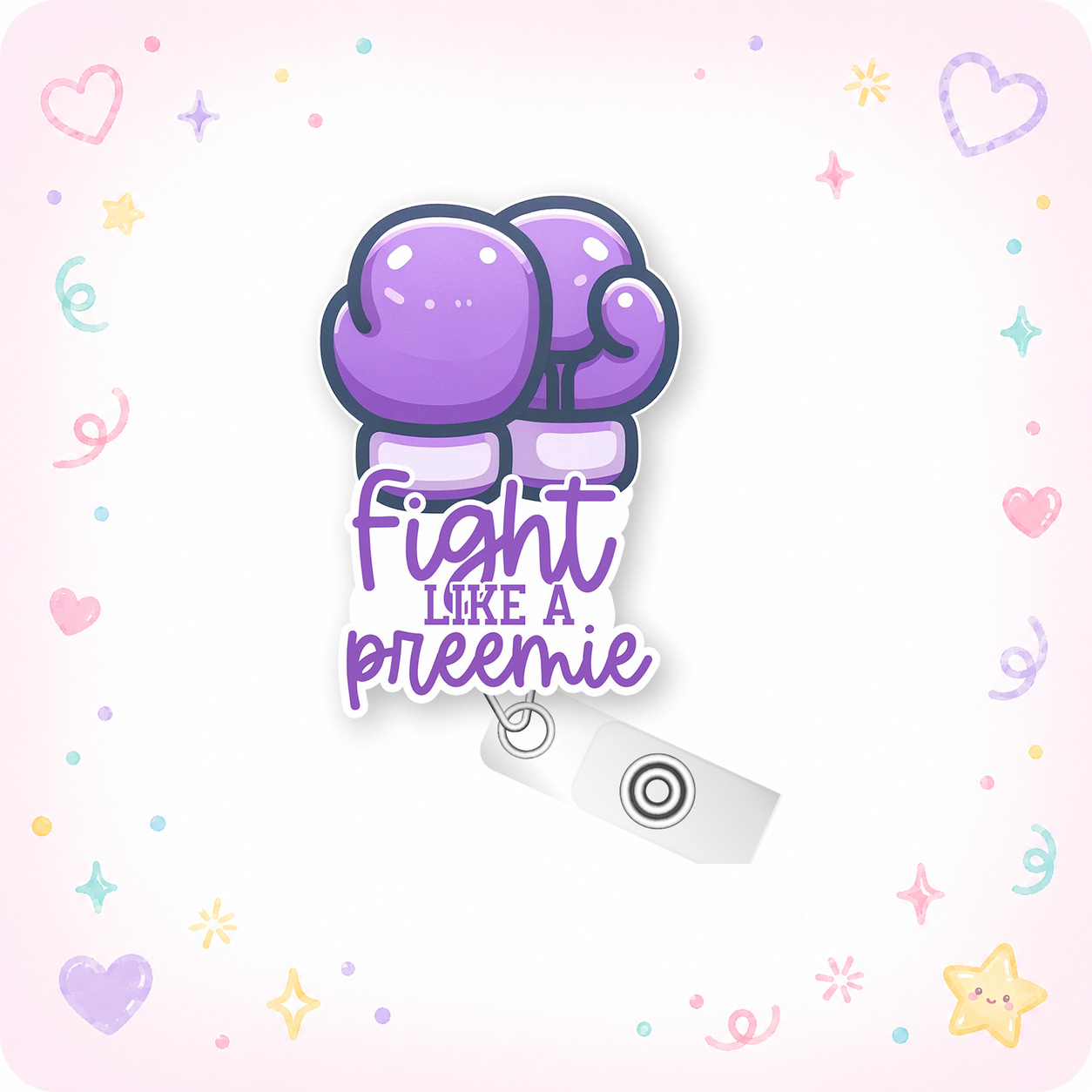 Fight Like a Preemie Pop Topper Swapfinity Retractable ID Badge Reel - - Topperswap
