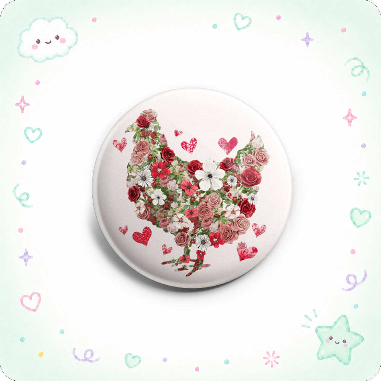 Floral Chicken Love Topper - - Topperswap