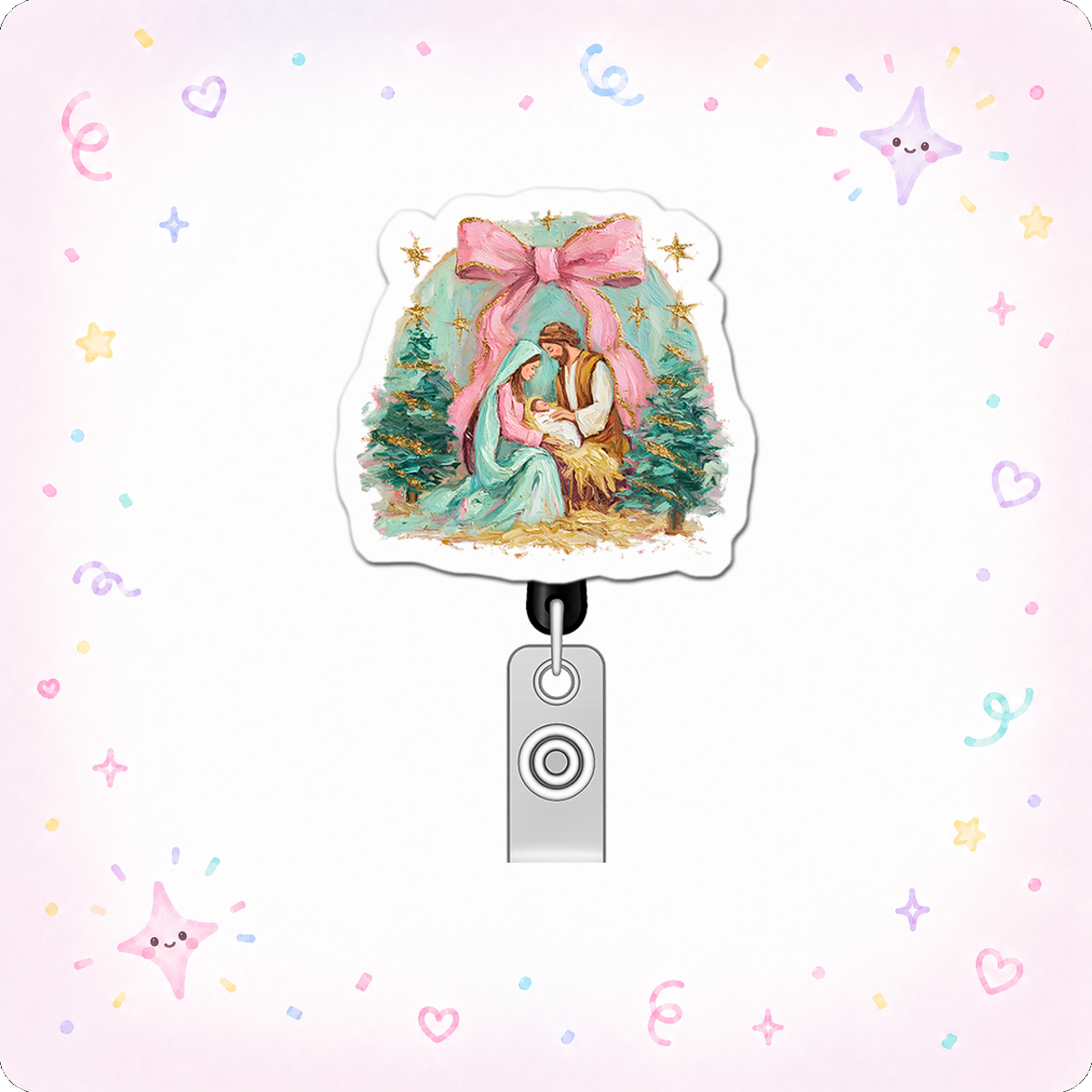 Festive Miracle Maven Pop Topper Swapfinity Retractable ID Badge Reel - - Topperswap