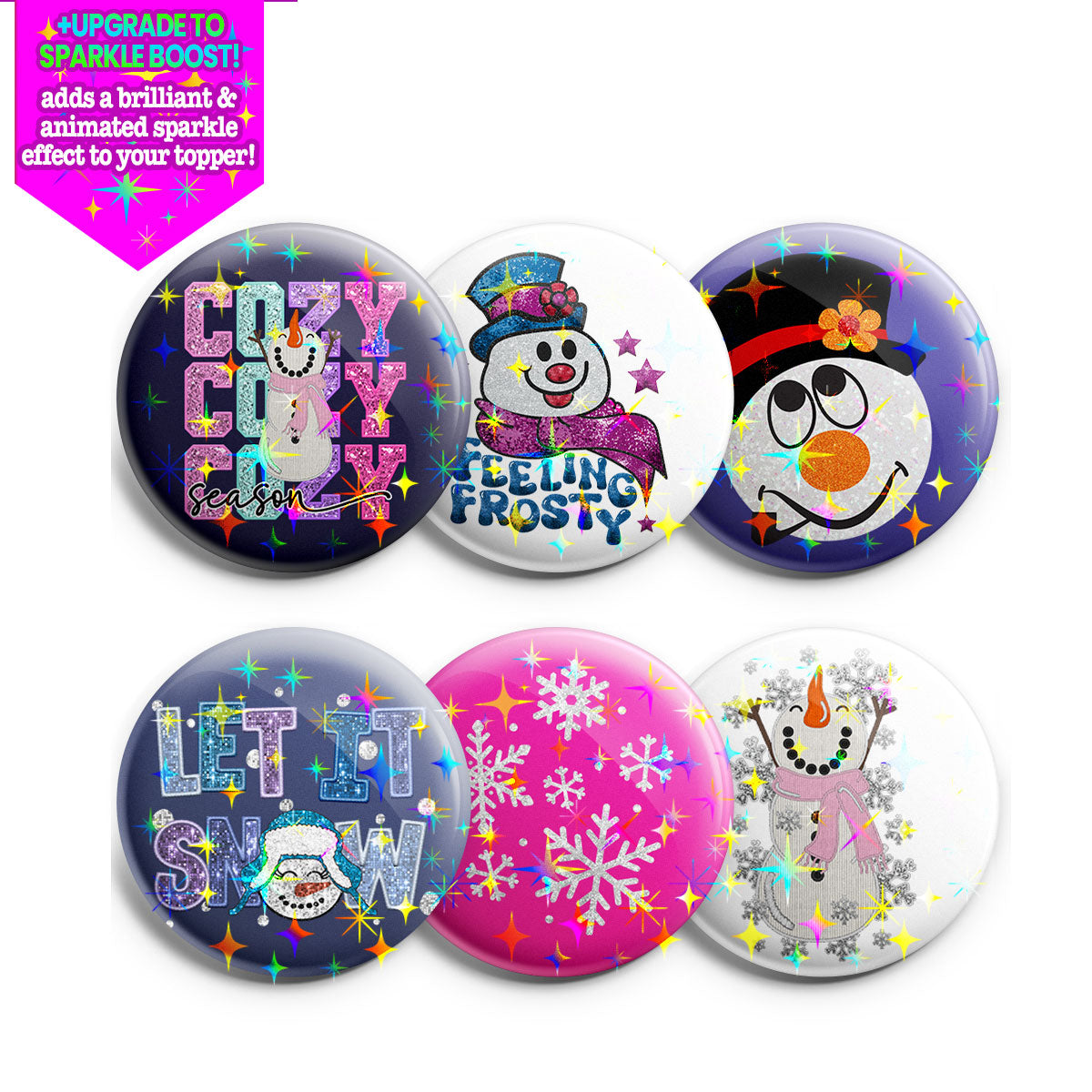 Snowflakes & Snowgirls Topper 6-Pack (Save 15%) - Make it Sparkle - Topperswap