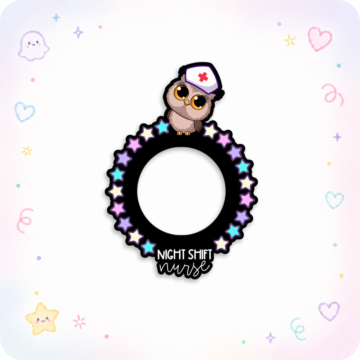 Night Shift Nurse Owl Stars Swapfinity Swapper Frame - - Topperswap
