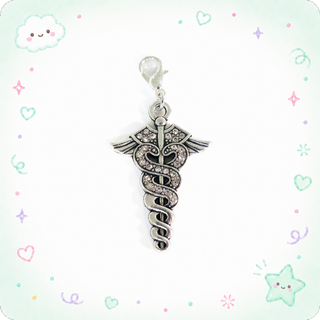 Sparkling RN Caduceus with Rhinestones Badge Reel Pendant Add-on