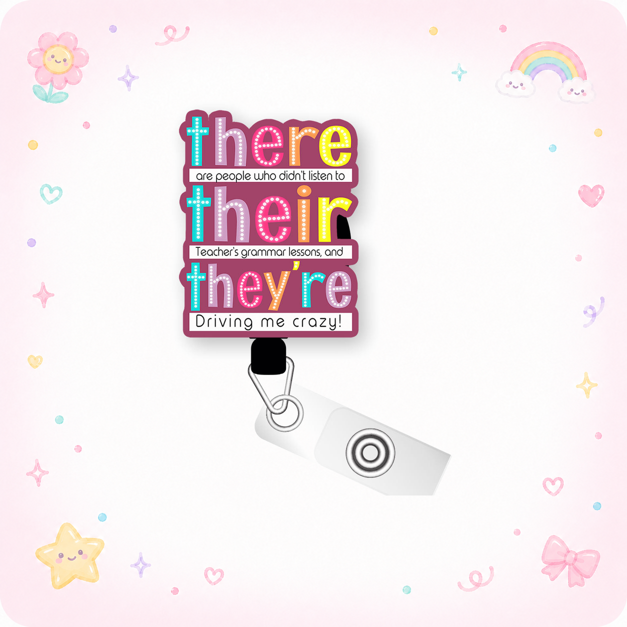 Grammar Guru Pop Topper Swapfinity Retractable ID Badge Reel - - Topperswap