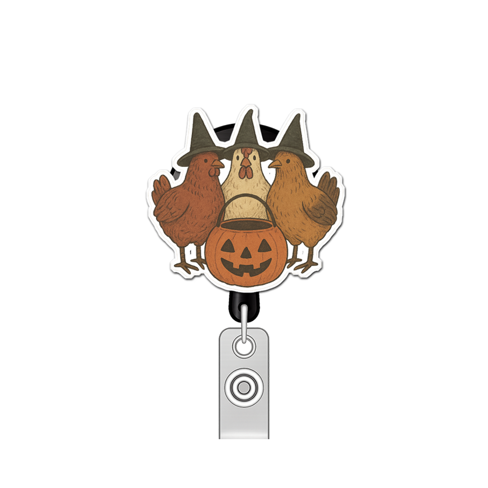 Witchy Chickens Pop Topper Swapfinity Retractable ID Badge Reel - - Topperswap