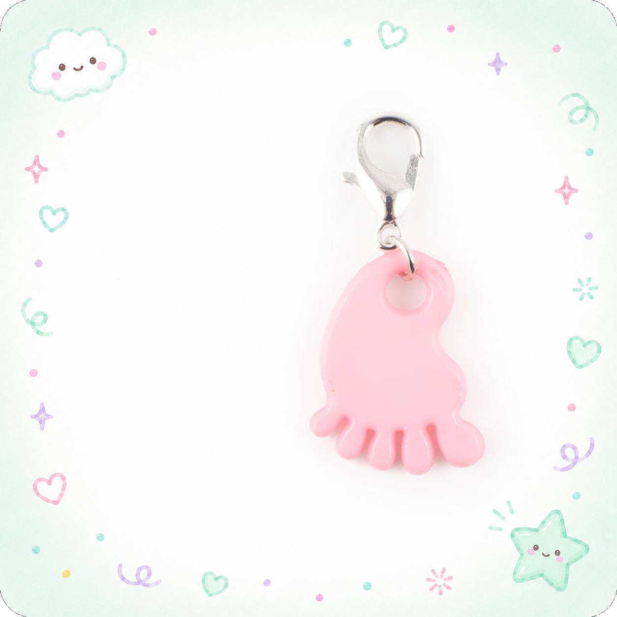 Pink Baby Foot Charm Swapfinity Badge Reel Add-on - - Topperswap