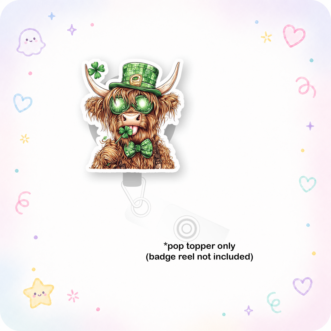 Lucky Highland Cow Pop Topper - - Topperswap