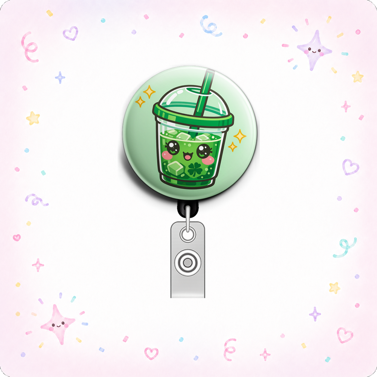 Shamrock Iced Coffee Swapfinity Retractable ID Badge Reel - - Topperswap
