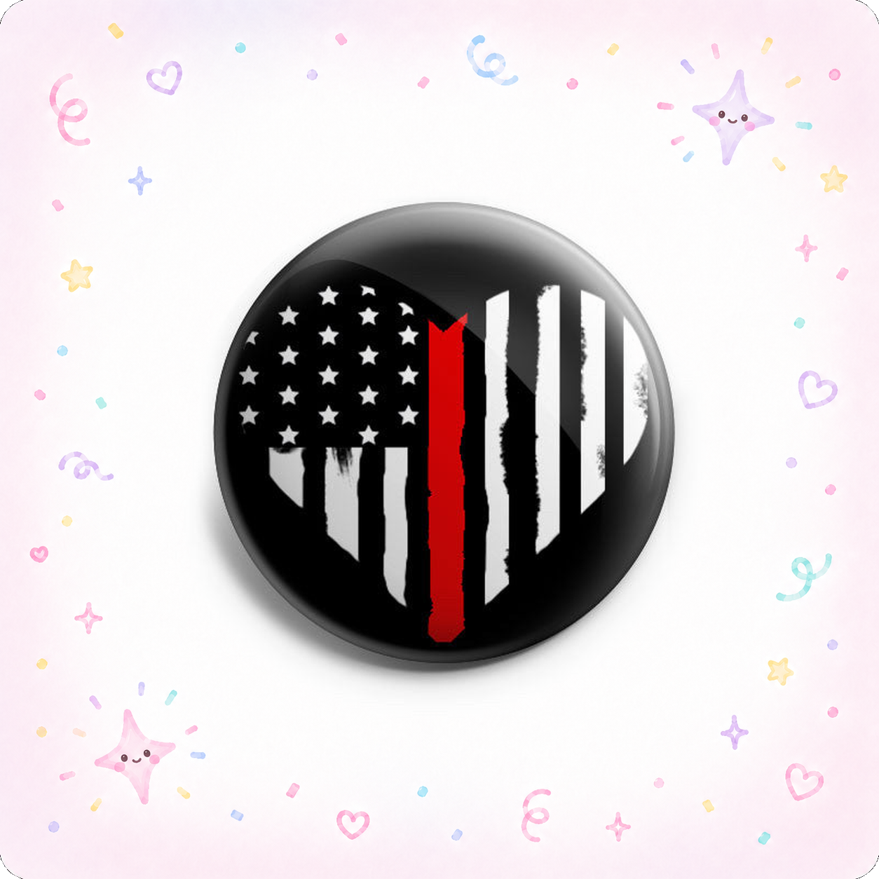 Thin Red Line of Courage HEART Topper - - Topperswap