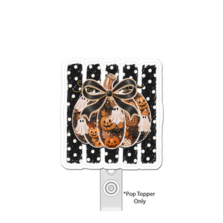 Polka Dot Pumpkin Bow Pop Topper