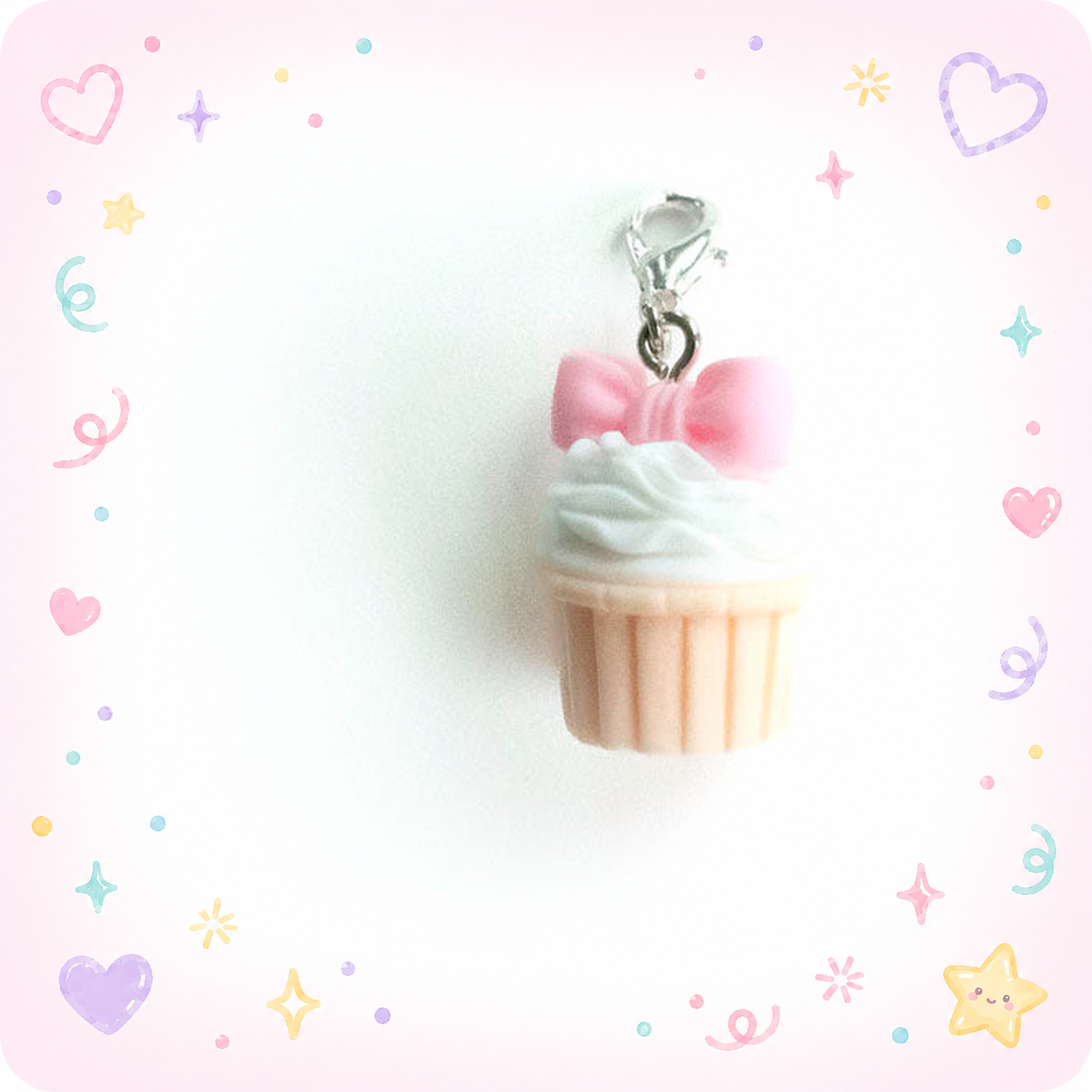 Pink Bow Cupcake Badge Reel Add-on - - Topperswap