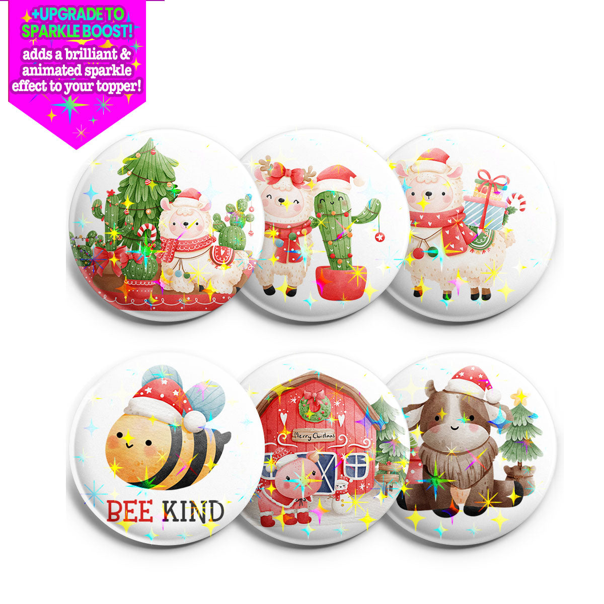 Bee Kind Christmas Farm Topper 6-Pack (Save 15%) - Make them Sparkle! - Topperswap