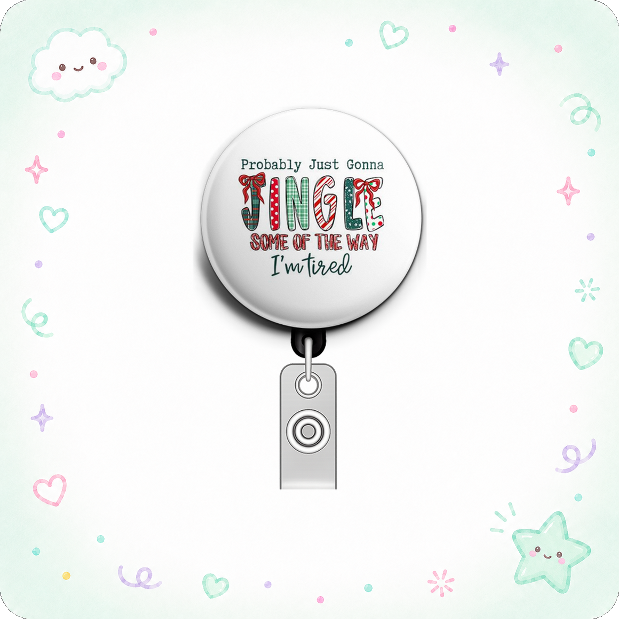 Holiday Hustle Swapfinity Retractable ID Badge Reel - - Topperswap