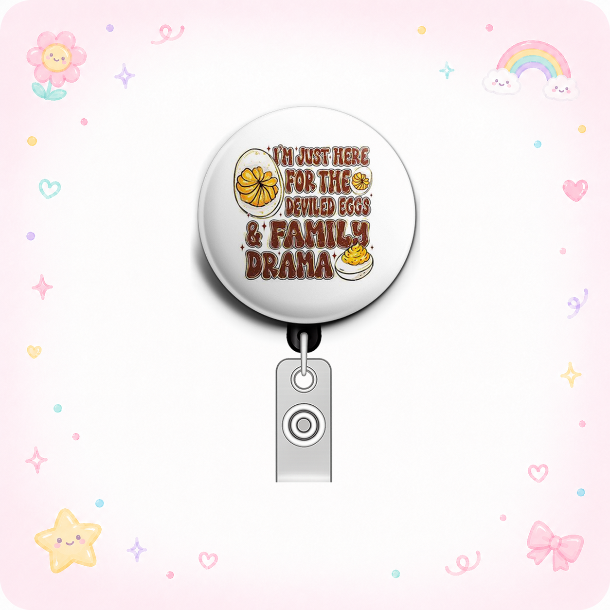 Deviled Egg Drama Swapfinity Retractable ID Badge Reel - - Topperswap