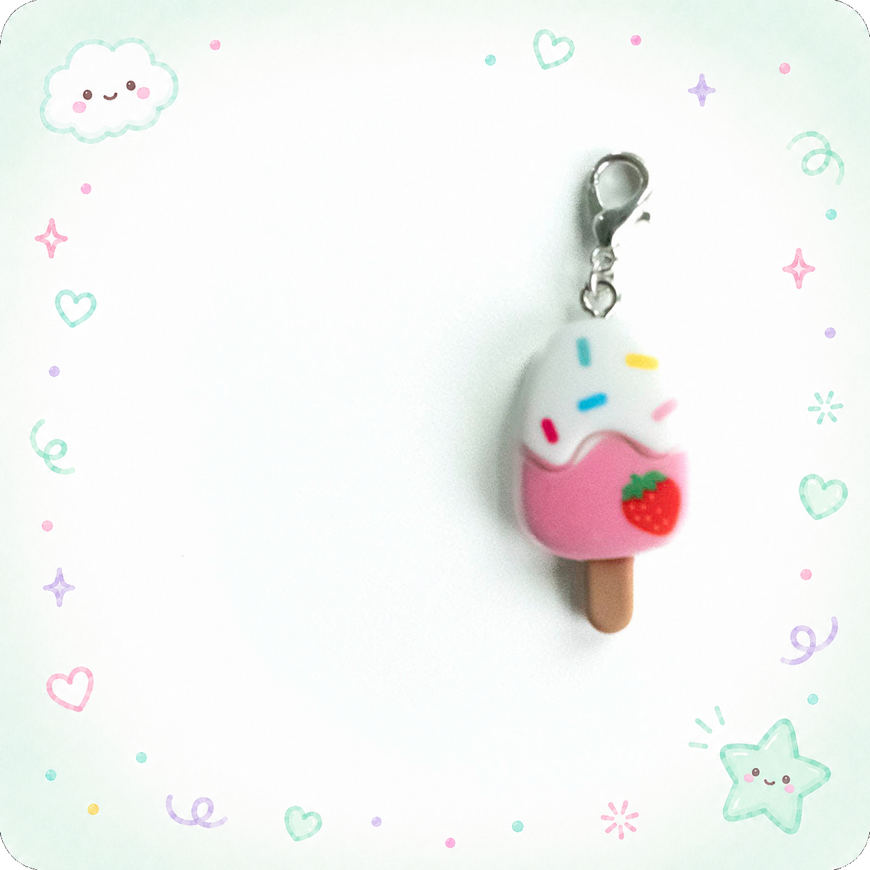 Strawberry Sprinkle Popsicle Badge Reel Add-on - - Topperswap
