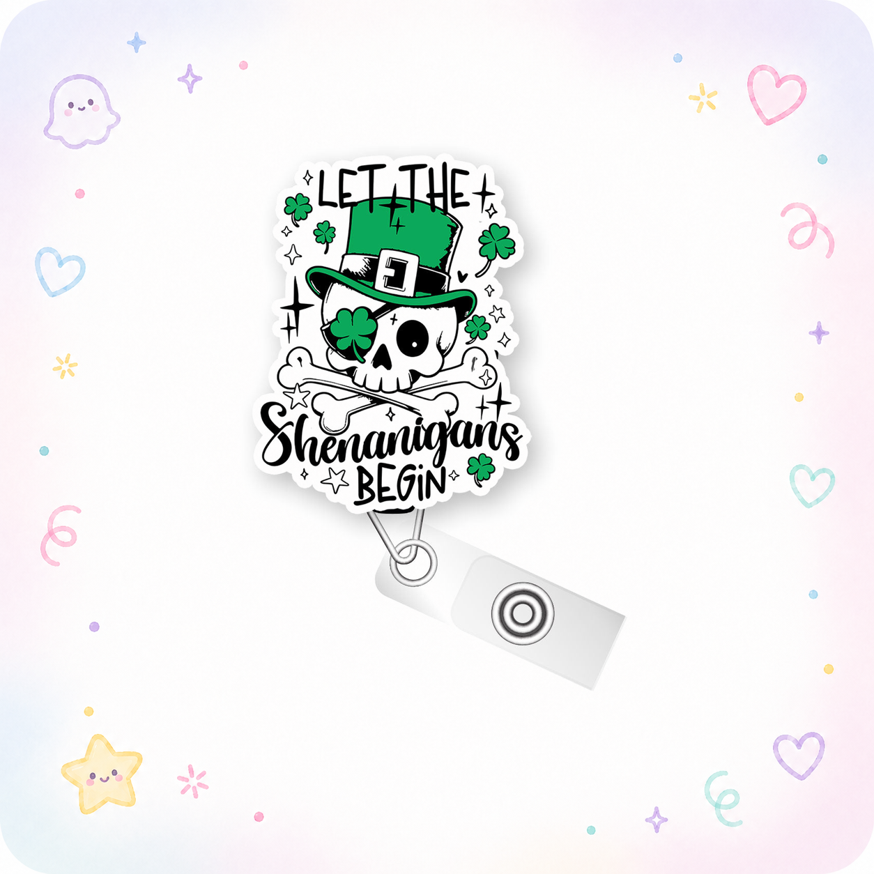 Shenanigans Skull Pop Topper Swapfinity Retractable ID Badge Reel - - Topperswap