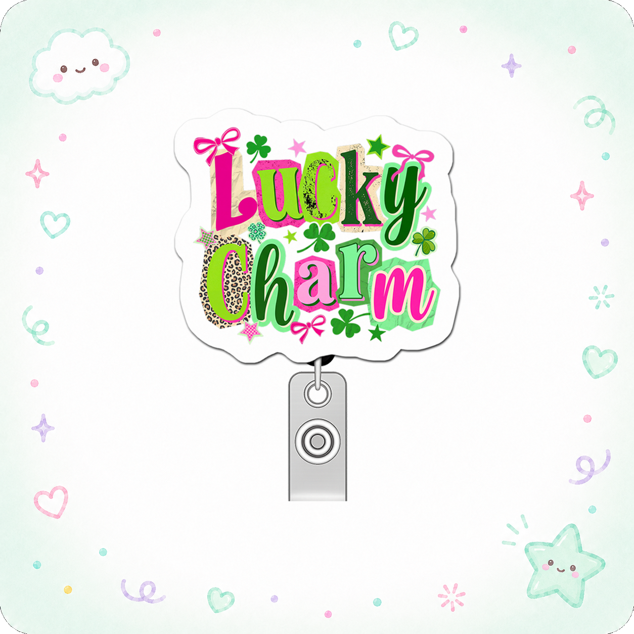 Lucky Charm Legend Pop Topper Swapfinity Retractable ID Badge Reel - - Topperswap