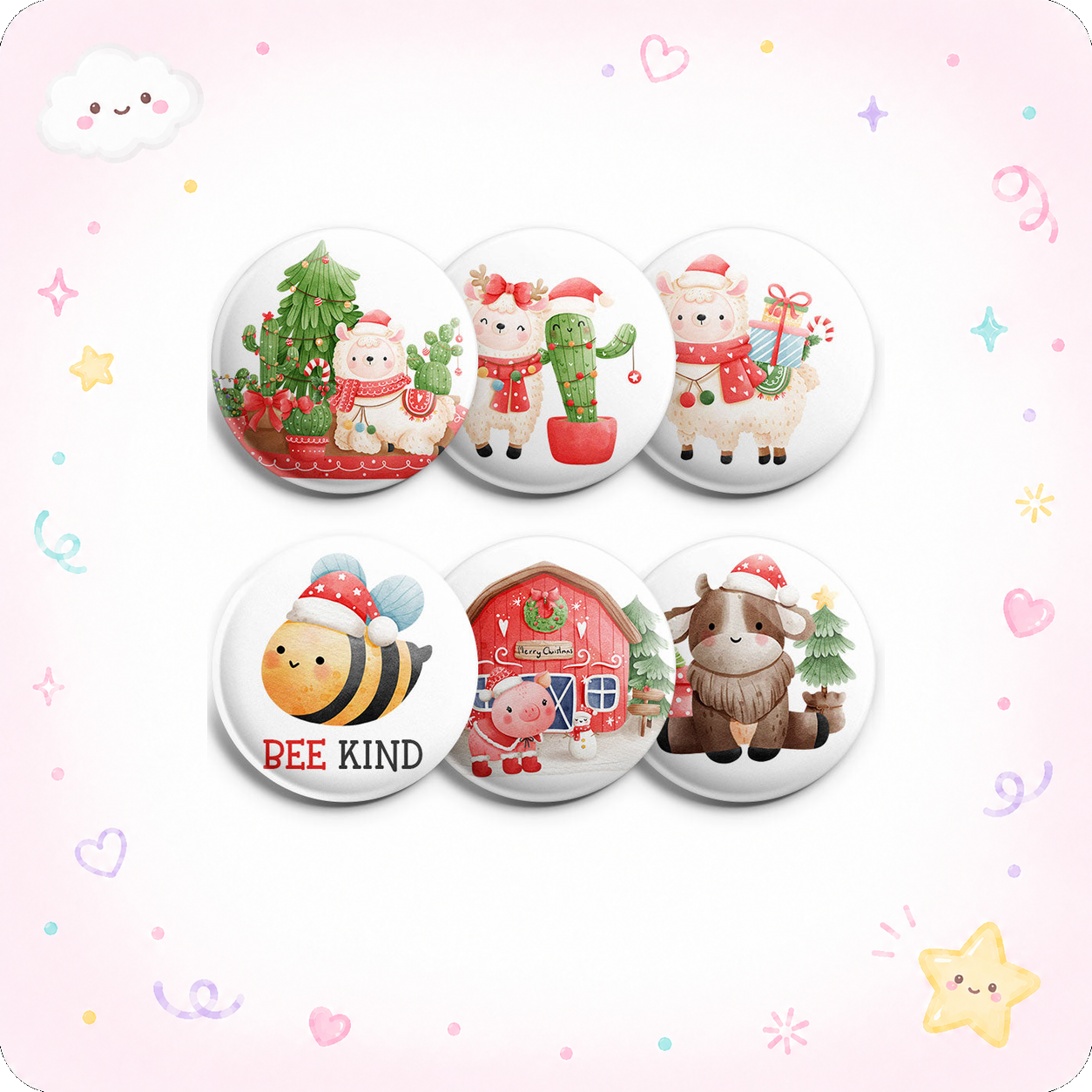 Bee Kind Christmas Farm Topper 6-Pack (Save 15%) - - Topperswap