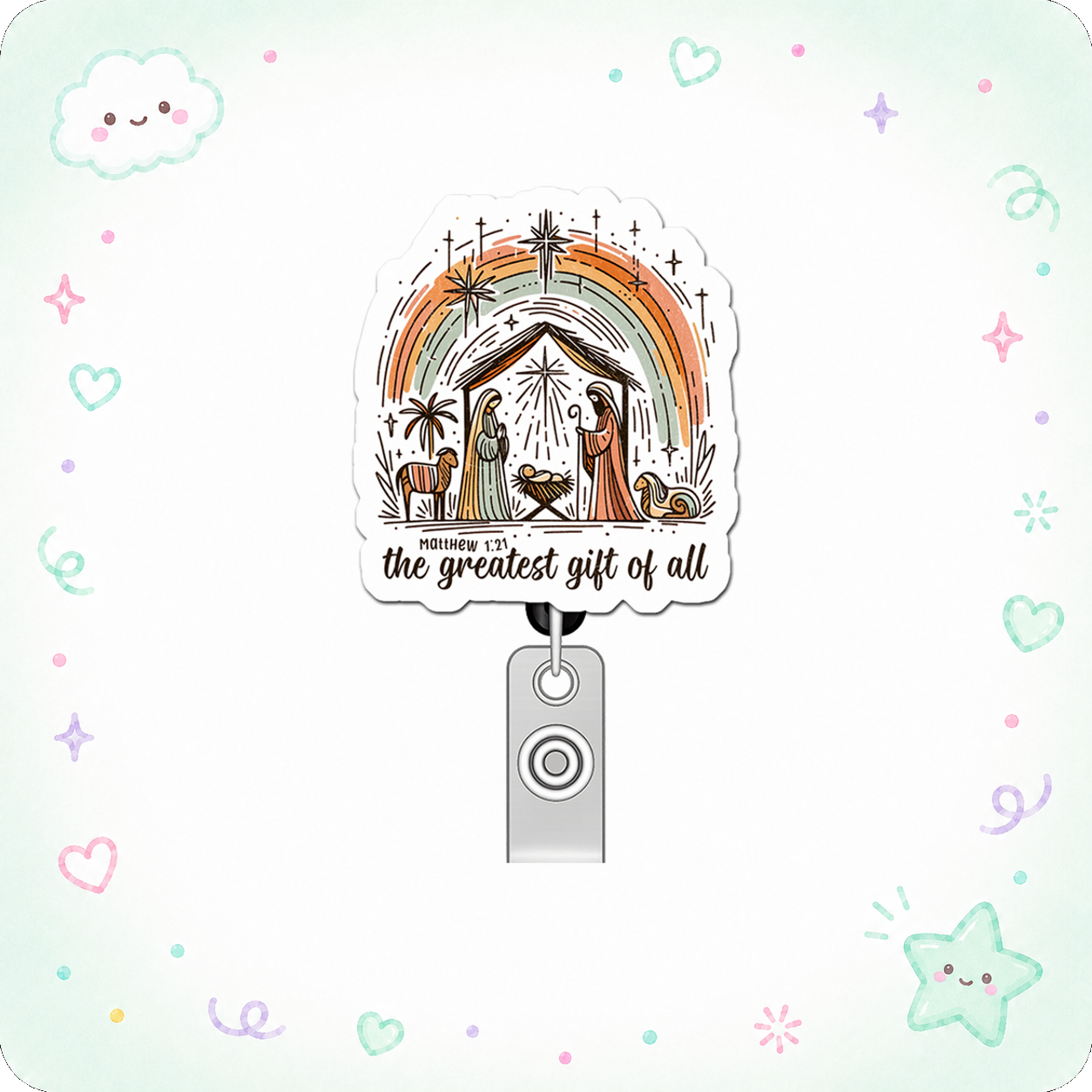 Festive Peace Guru Pop Topper Swapfinity Retractable ID Badge Reel - - Topperswap