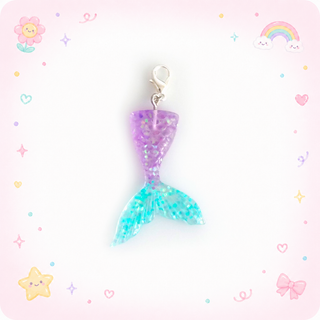 Purple & Aqua Mermaid Tail Charm Badge Reel Add-on