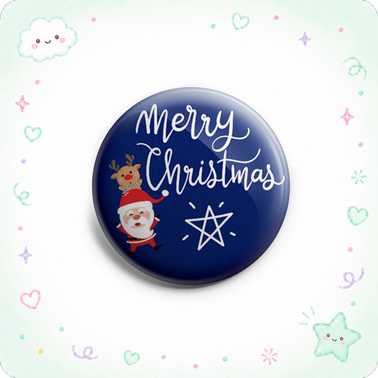 Merry Christmas Santa with Reindeer Topper - Vault - - Topperswap