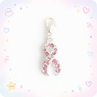 Pink Ribbon Breast Cancer Charm Badge Reel Add-on