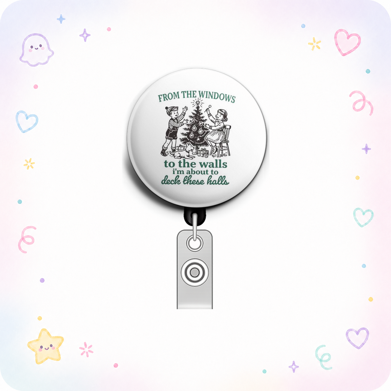 Deck the Halls Swapfinity Retractable ID Badge Reel - - Topperswap