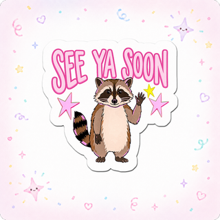 Raccoon Farewell Guru Sticker