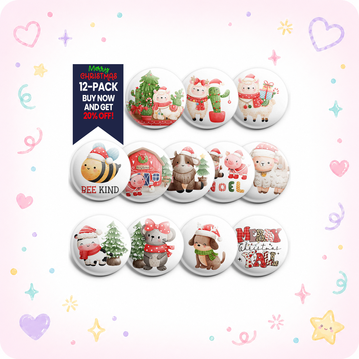 Santa's Farm Animal Topper 12-Pack (Save 20%) - - Topperswap