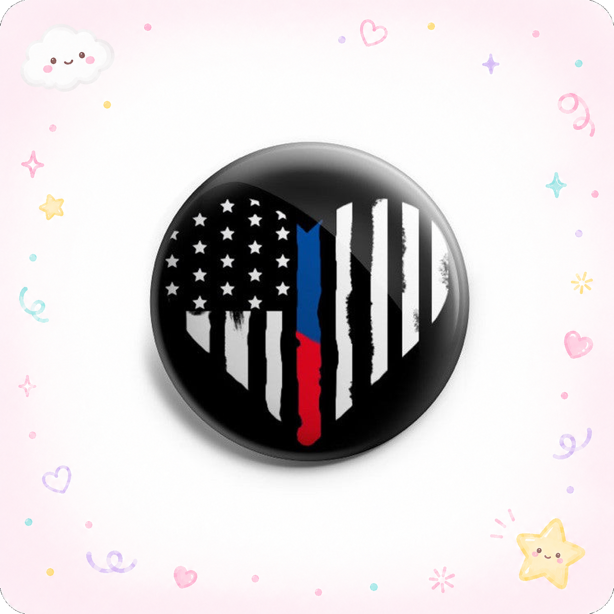 Thin Blue & Red Line HEART Topper - - Topperswap