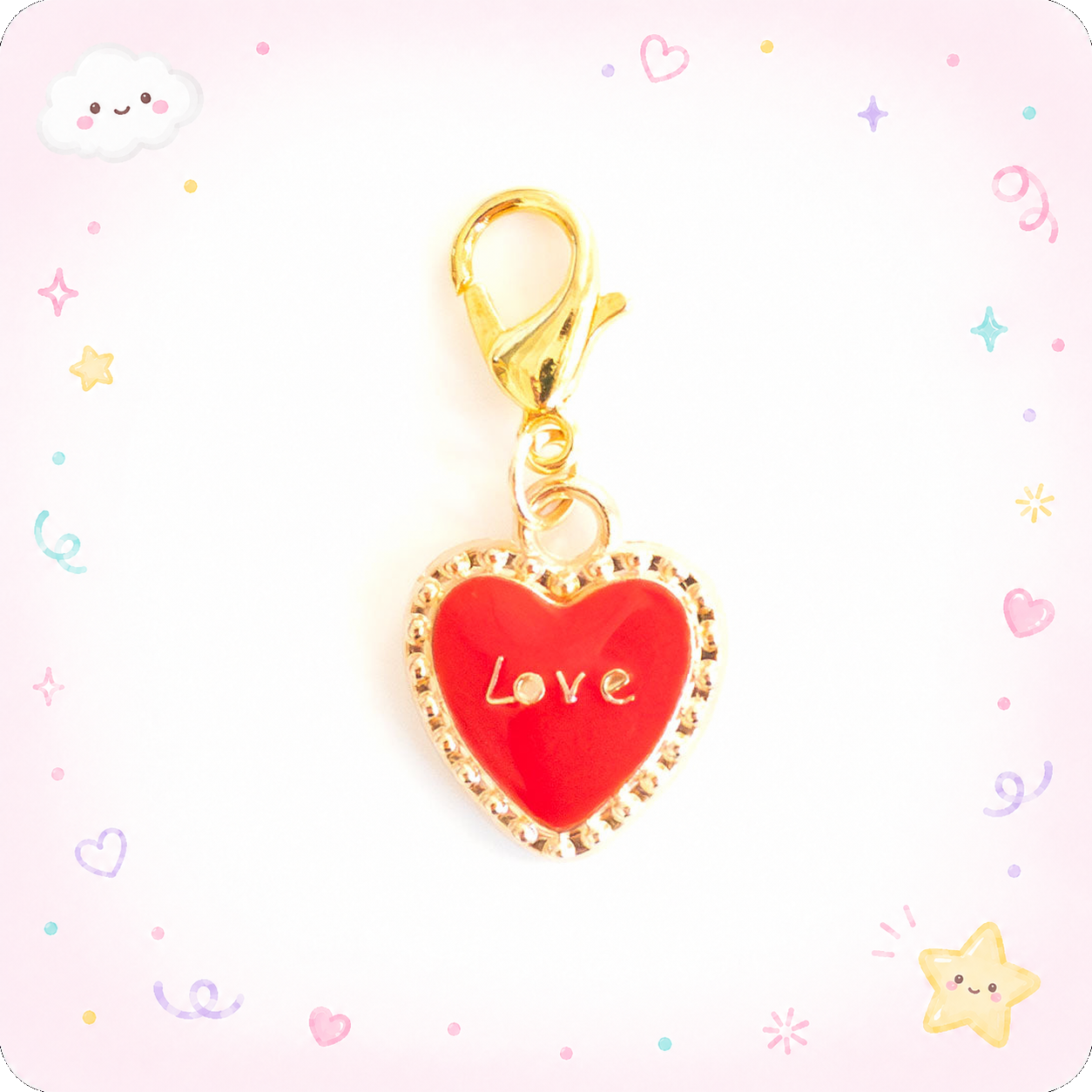 Love Heart Charm Swapfinity Badge Reel Add-on - - Topperswap