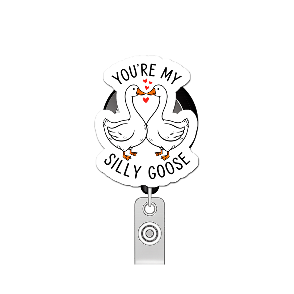 Silly Goose Whisperer Pop Topper Swapfinity Retractable ID Badge Reel - - Topperswap