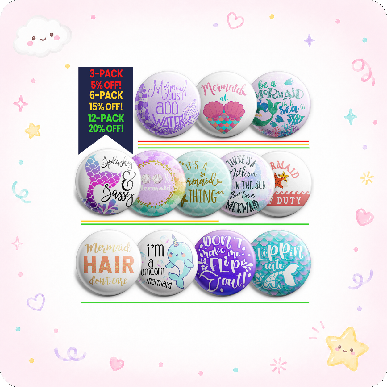 Amazing Mermaid Topper 12-Pack (Save 20%) - - Topperswap