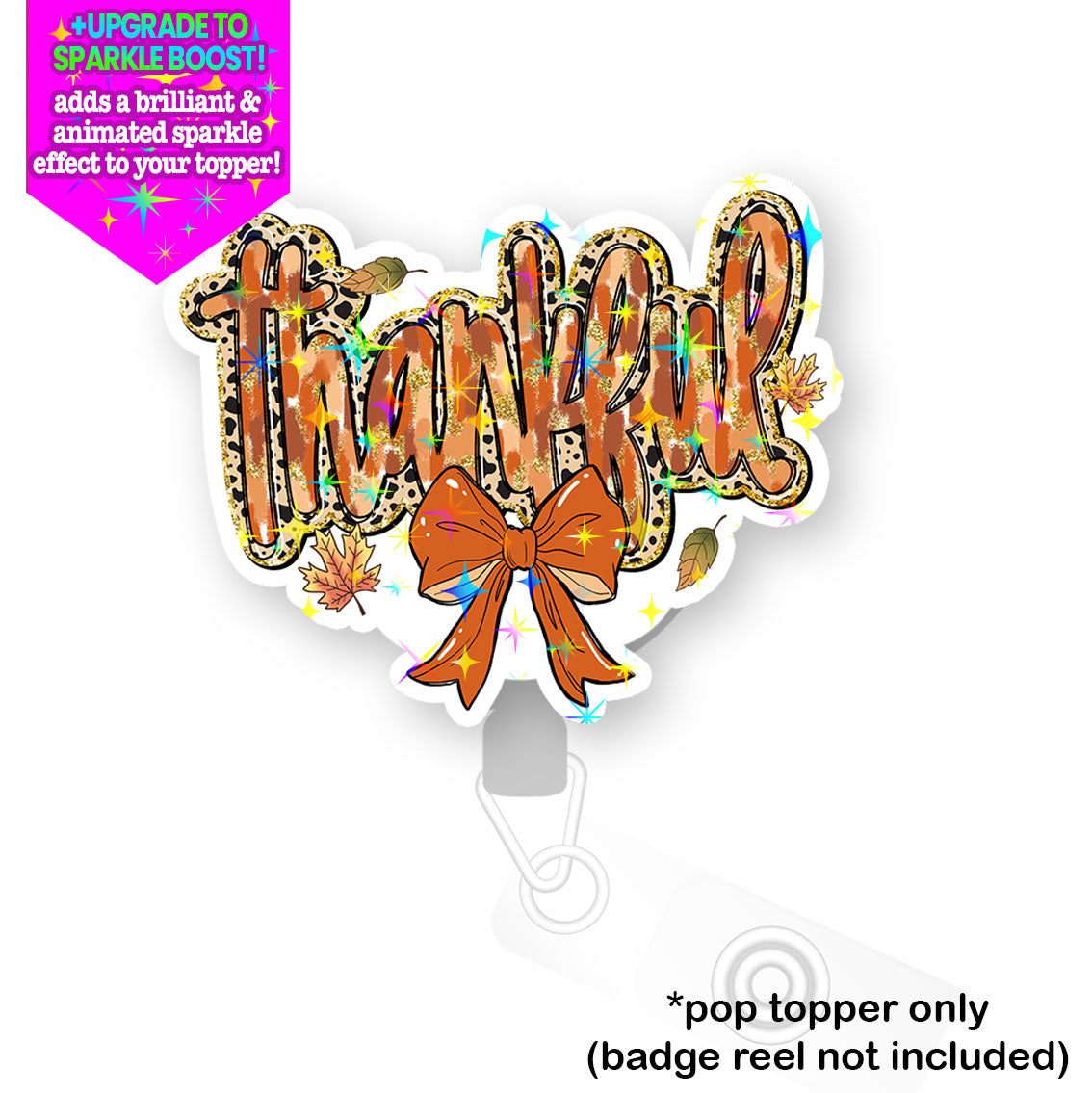 Thankful Leopard Bow Pop Topper -  - Topperswap