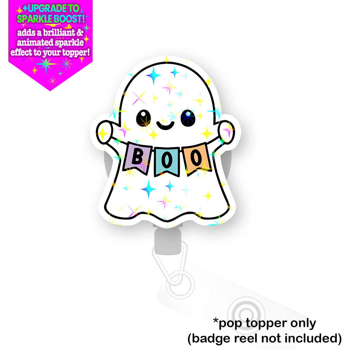 Boo-tiful Banner Ghost Pop Topper - Flex - Make it Sparkle - Topperswap