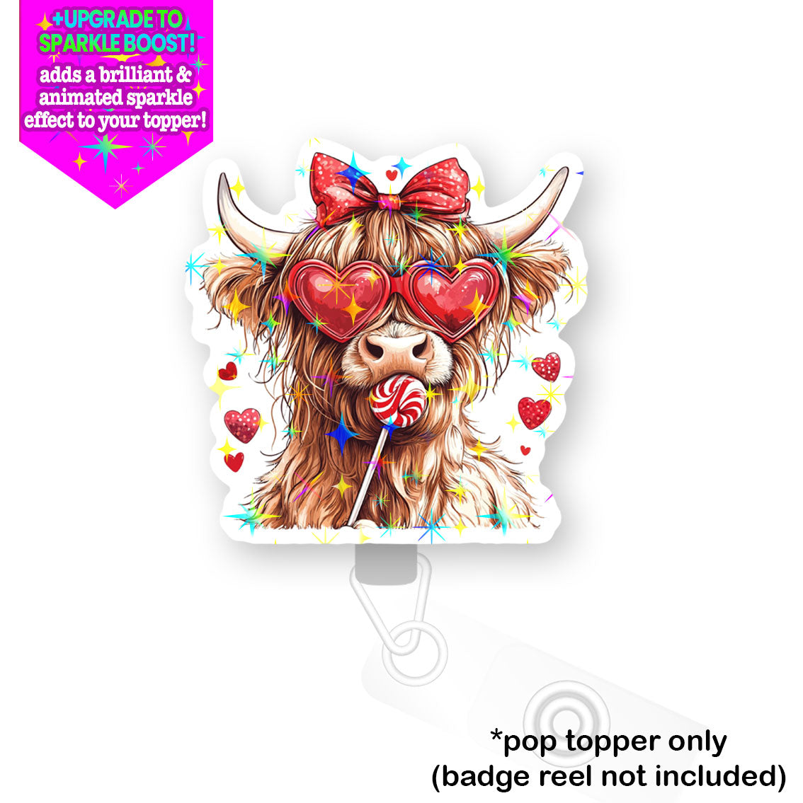 Sweetheart Highland Cow Pop Topper