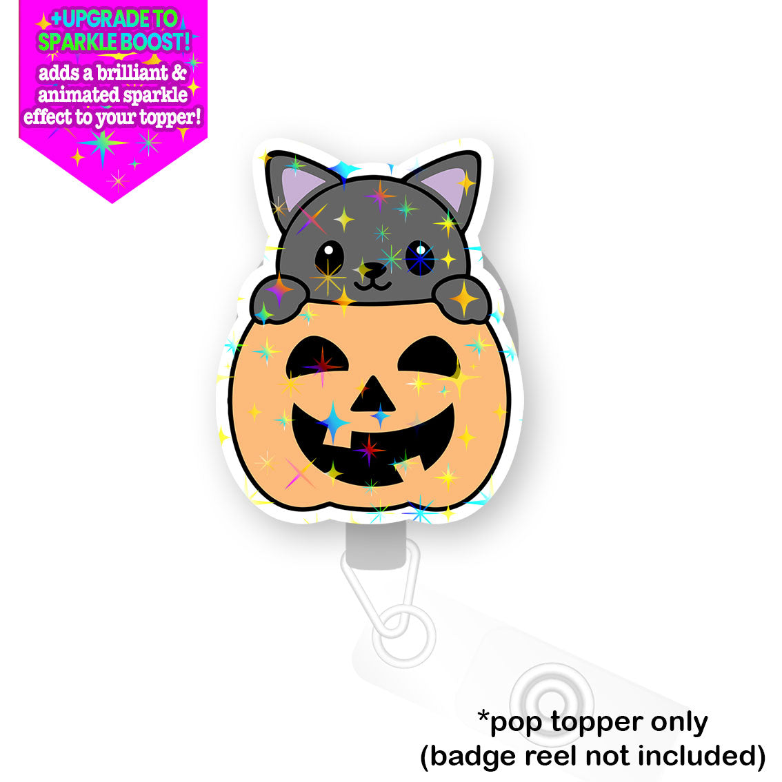 Pumpkin Peek-a-Boo Cat Pop Topper - Flex - Make it Sparkle - Topperswap