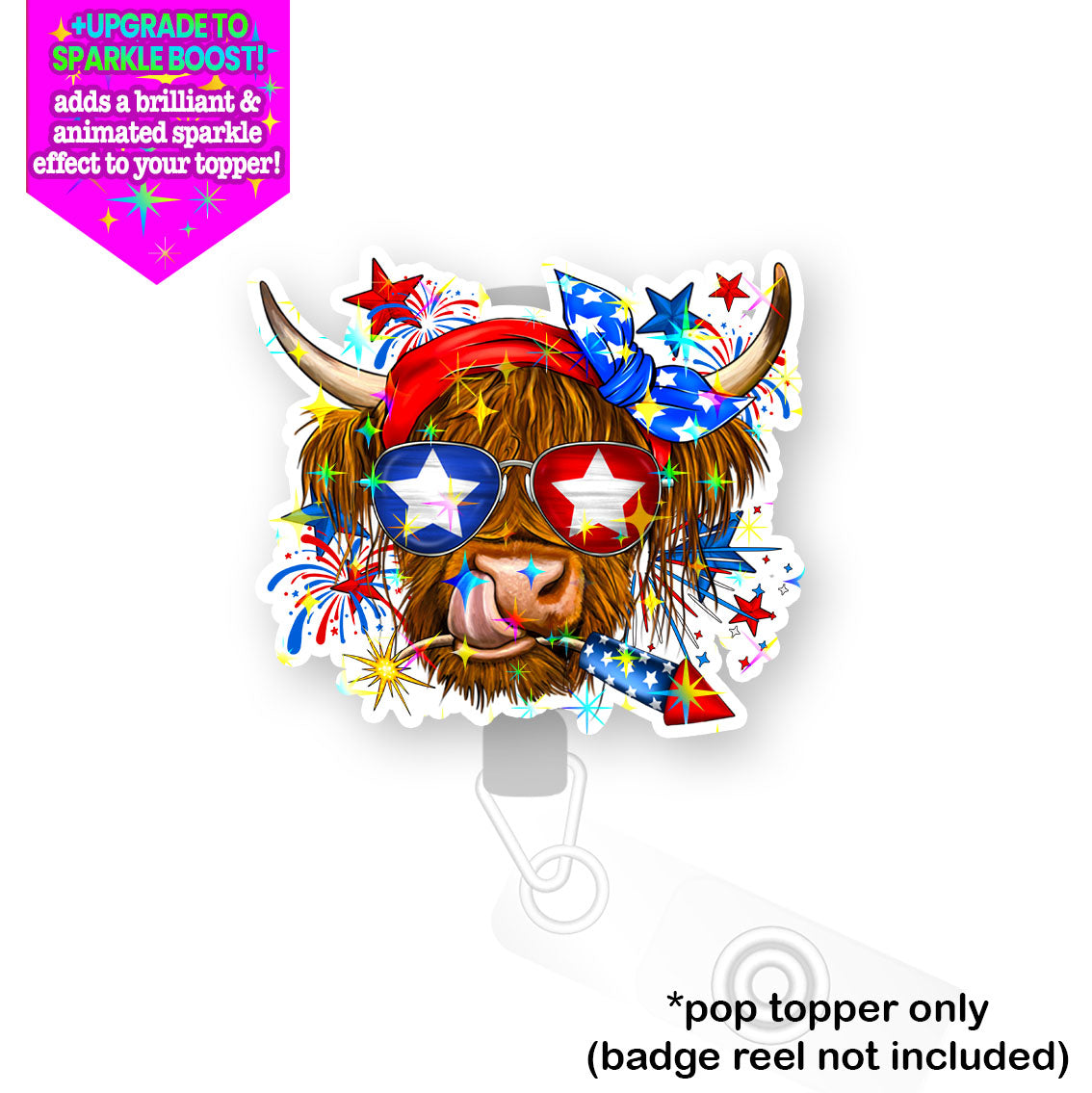 Firecracker Patriotic Cow Pop Topper -  - Topperswap