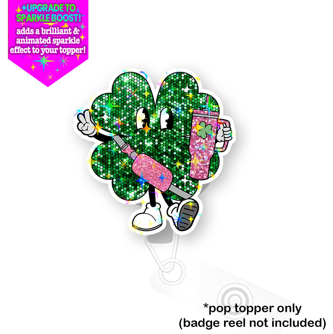 Glitter Shamrock Diva Pop Topper - - Topperswap