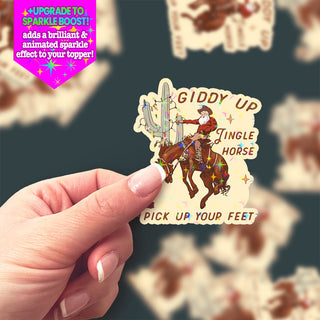 Giddy Up Christmas Cowboy Sticker