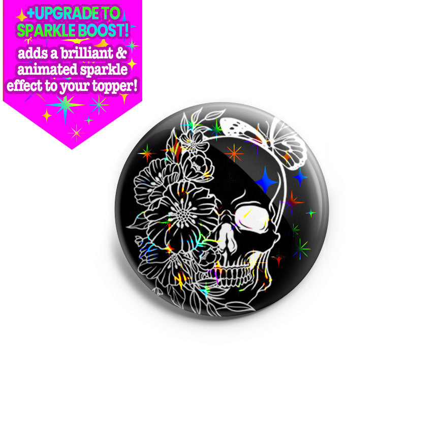 Skull X-Ray with Florals - Black Topper - Make it Sparkle - Topperswap