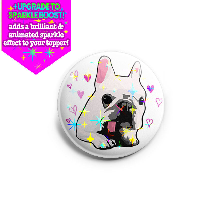Adorable French Bulldog Love Topper - Make it Sparkle - Topperswap