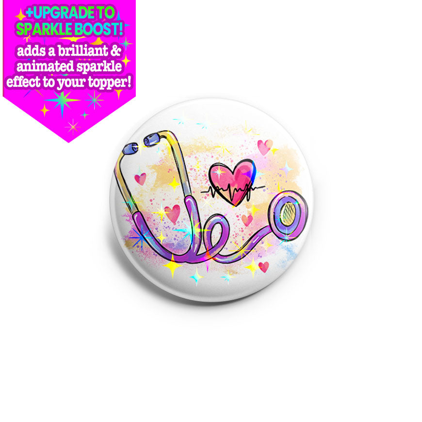 Watercolor Heart Stethoscope Topper - Make it Sparkle - Topperswap