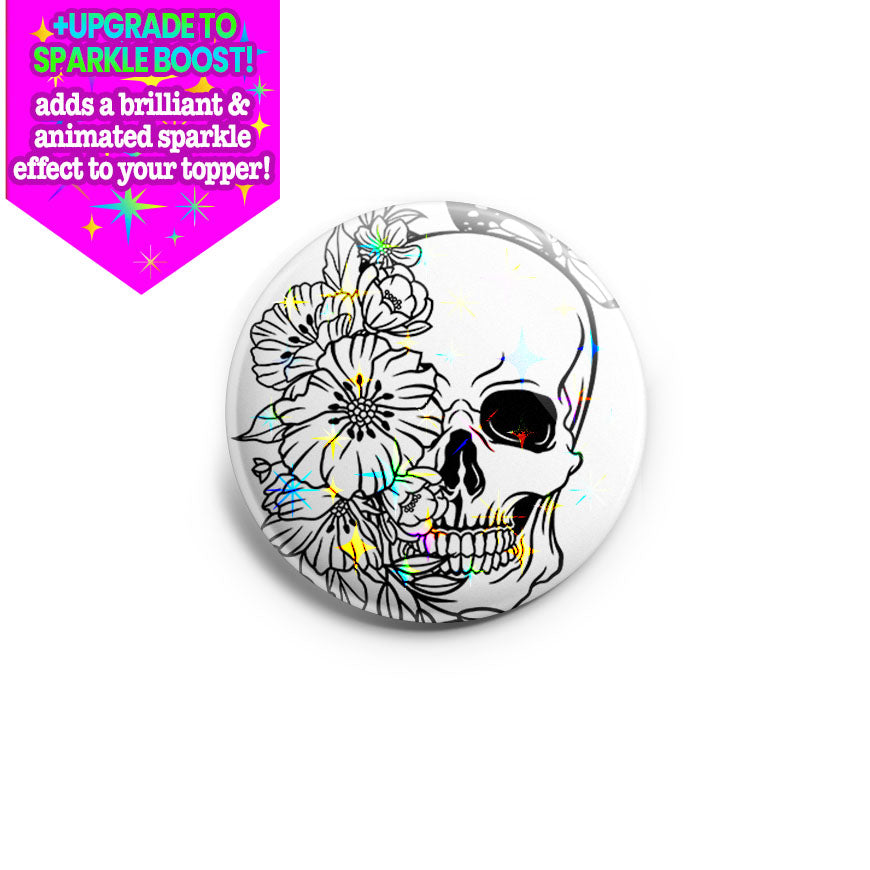 Skull X-Ray with Florals - White Topper - Make it Sparkle - Topperswap