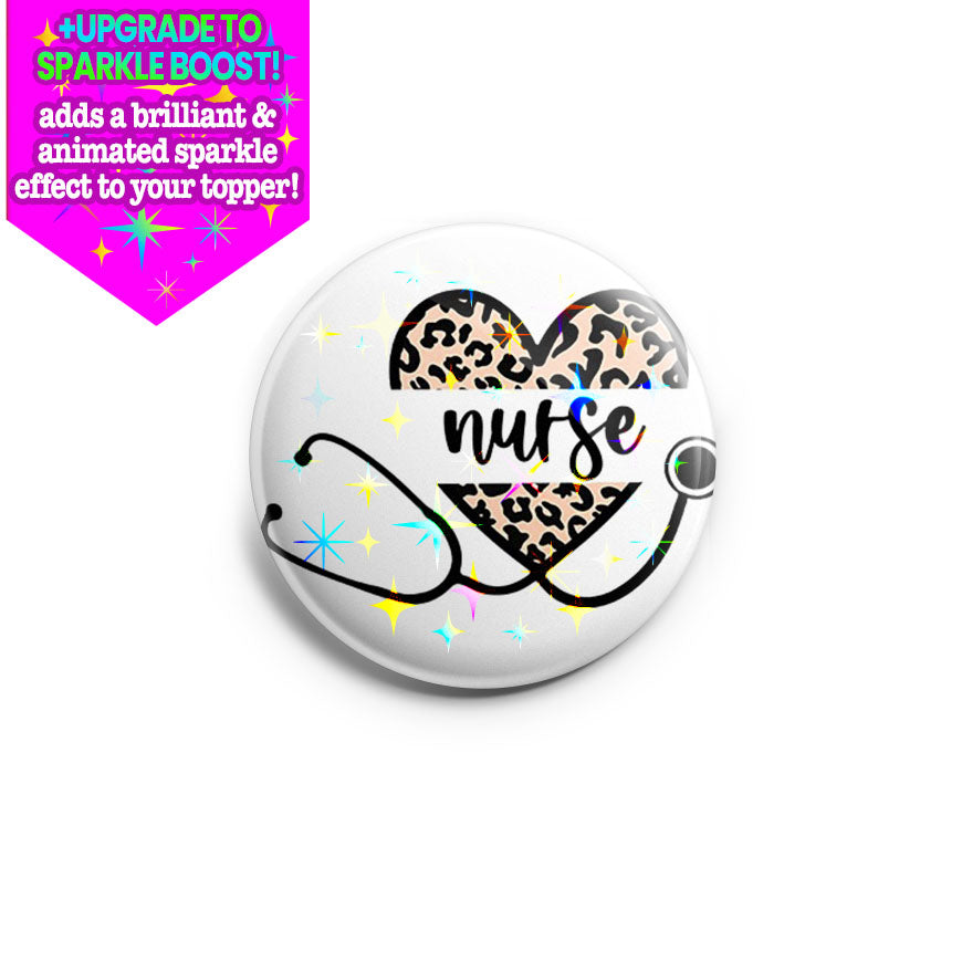 Leopard Nurse Stethoscope Heart Topper - Make it Sparkle - Topperswap